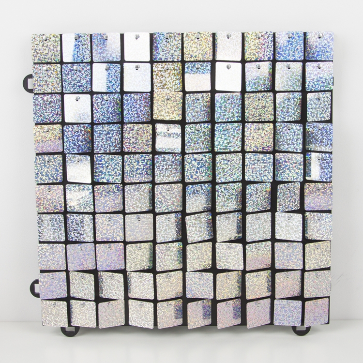 Декоративная панель c пайетками, Лазерные точки, Серебро, Голография