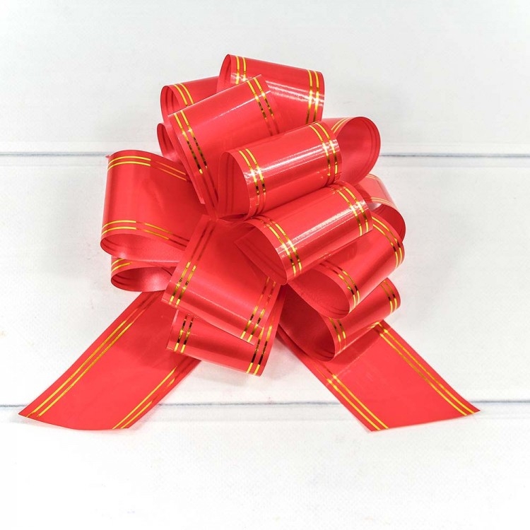 Бант-шар 5 см с золотой полосой Красный