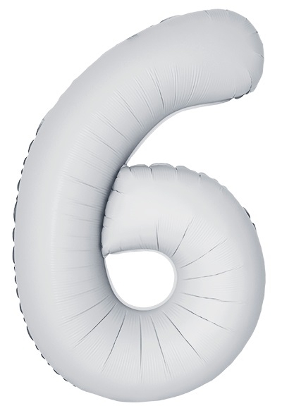Шар Цифра "6" Slim Белый, Матовый / White (в упаковке)  
